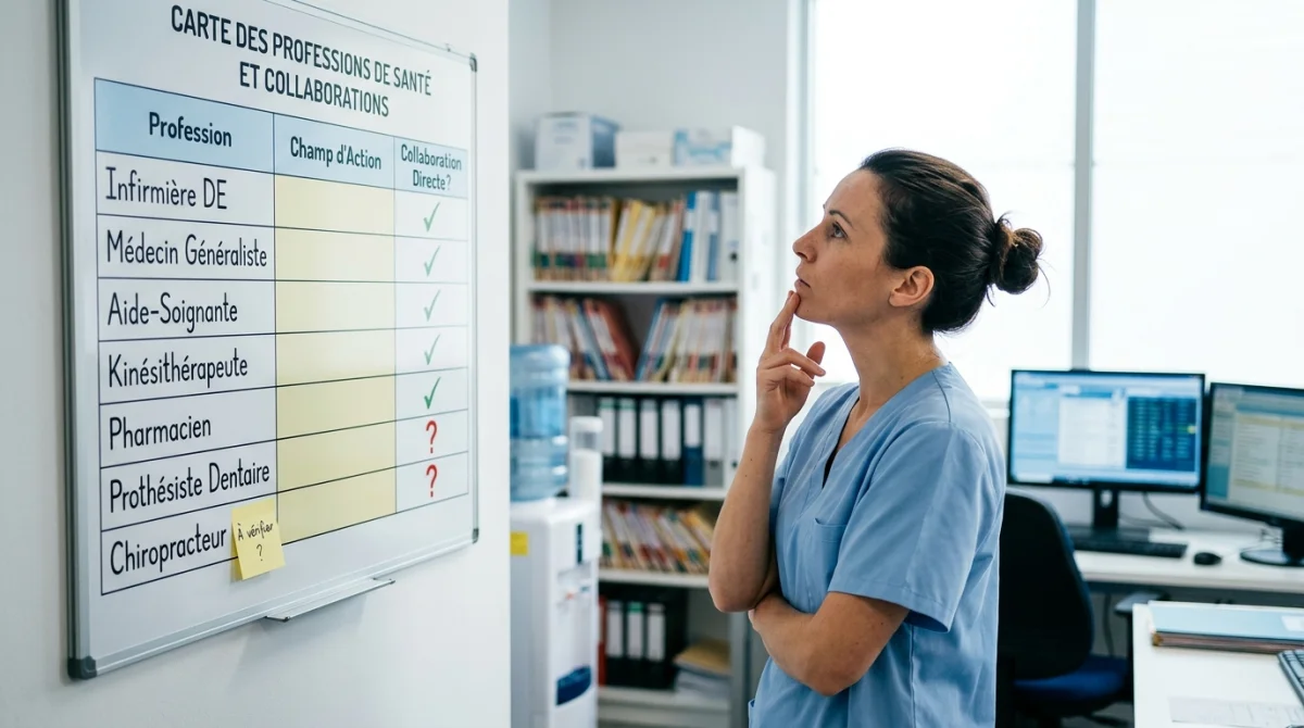 Avec quel professionnel de santé une infirmière ne travaille pas ?